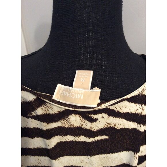 Michael Kors Medium M Animal Print Zip Front V Neck Top Womens - Picture 4 of 5